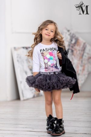 Spódniczka tiulowa z falbankami Tutu grafitowa