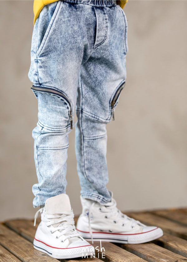 Spodnie jeansowe Ice Dye niebieskie MashMnie