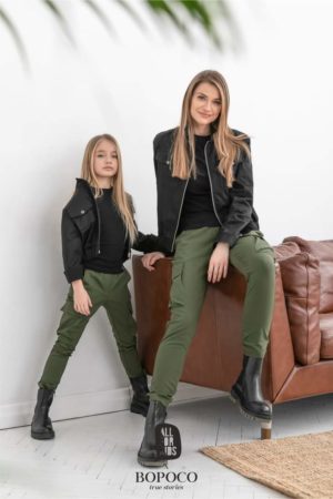 Spodnie bojówki dla dziewczynki w kolorze khaki MILITARY