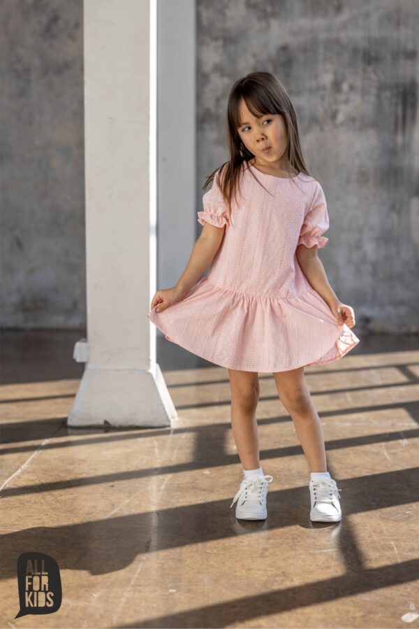 Różowa sukienka dla dziewczynki angielski haft All For Kids