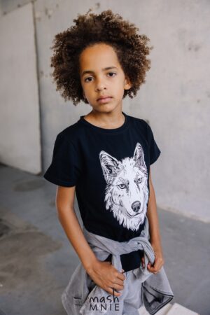 T-shirt chłopięcy Wolves czarny MashMnie
