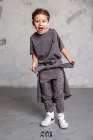 T-Shirt Chłopięcy Vintage Wash Szary Mashmnie