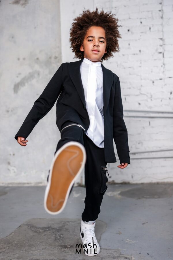 Spodnie dla chłopda z zamkami czarne Mashmnie