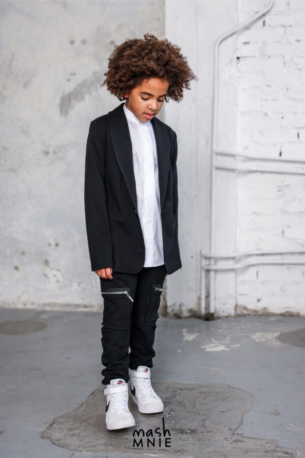 Spodnie dla chłopca z zamkami czarne Mashmnie