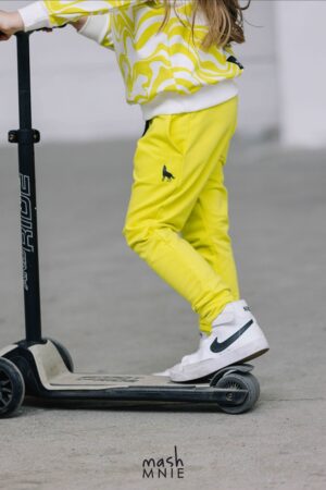 Spodnie bawełniane neonowo-żółte Mashmnie