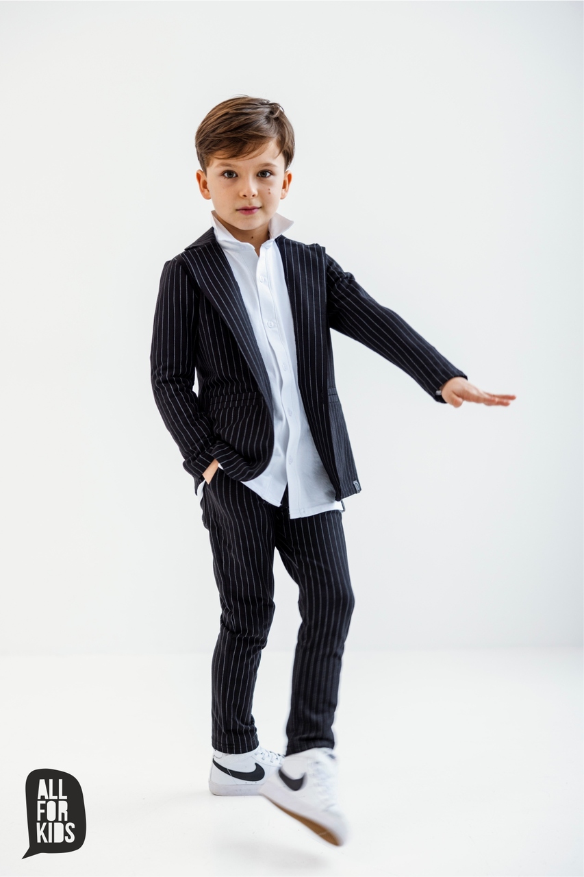 Garnitur Dla Chłopca Czarny W Paseczki All For Kids Garnitur Dla Chłopca Czarny W Paseczki All For Kids