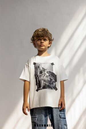 T-shirt Bawełniany Śmietankowy AW25 MashMnie