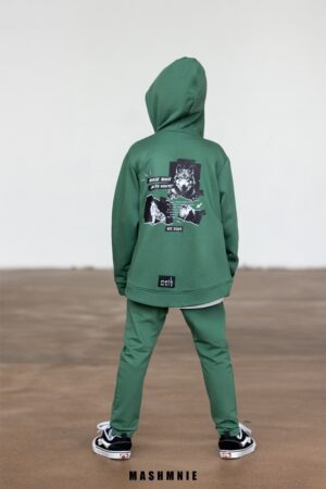 Bluza Rozpinana z Wilkiem Zielona AW25 Mash Mnie