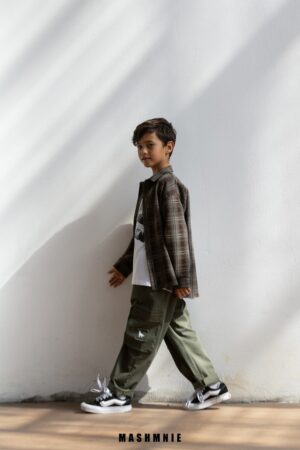 Koszula dla Chłopca w Kratę Brązowa AW25 MashMnie