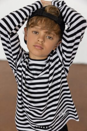 Long Bawełniany Unisex w Czarne Paski AW25 MashMnie