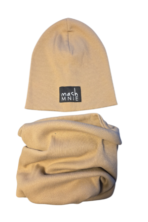 Czapka z Kominem Bawełna Prążek Toffi Mash Mnie