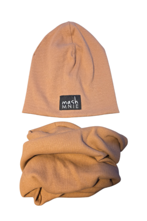 Czapka z Kominem Bawełna Prążek Mokka Mash Mnie